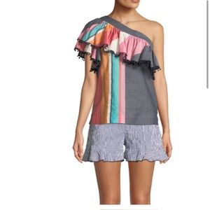 Trina Turk Striped Los Angeles One Shoulder Top size XS
